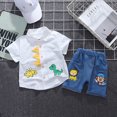 thumbnail image 4 of Mercatoo Suits for Boys Boys Pants Baby Girls Set Printed Outfits Dinosaur Summer 𝐂artoon Tops+Shorts Boys Outfits&Set 3 Month, 4 of 9