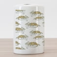 thumbnail image 3 of Reptile Ceramic Toothbrush Holder, Colorful Chameleon with Lines Tropical Wild Life Creature Camouflage Beast, Decorative Versatile Countertop for Bathroom, 4.5" X 2.7", Multicolor, by Ambesonne, 3 of 4