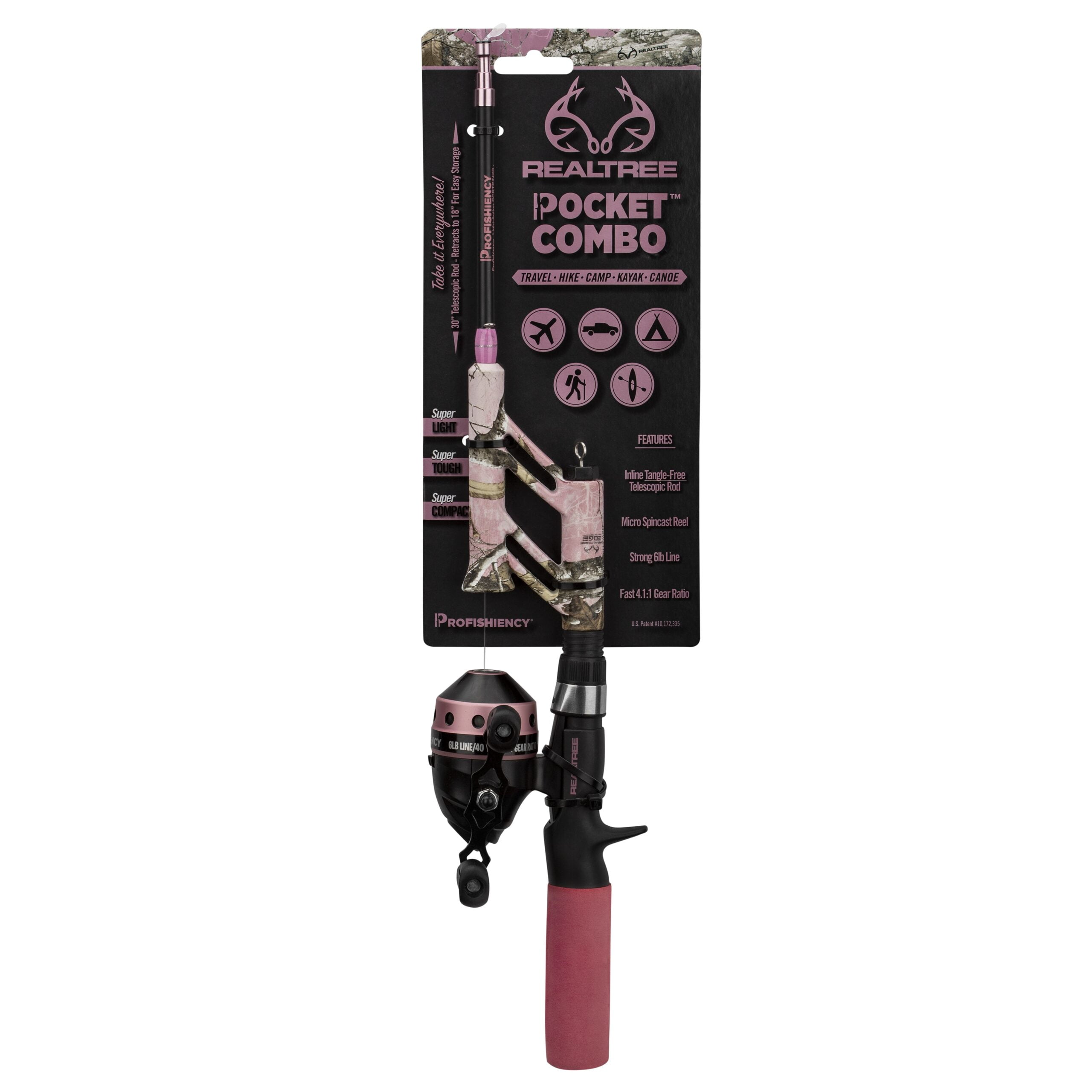 Realtree Pink  Pocket Combo Micro Telescopic Spincast Combo