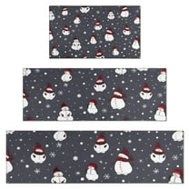 Dark Christmas Snowman Pattern Kitchen Rugs Sets Of 3,Kitchen Runner Rugs Non Skid Washable,Decorative Kitchen Floor Mats for Kitchen,Sink,Laundry,17"x30"  17"x47"   17"x59"