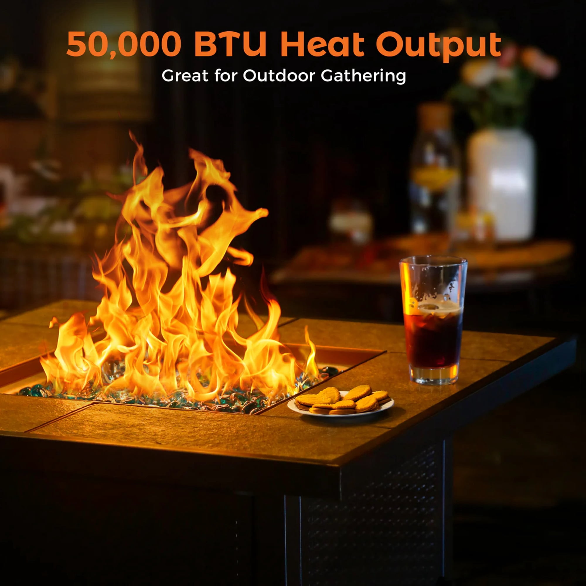 BALI OUTDOORS Propane Gas Fire Pit Table with Lid for Outside Backyard, Patio 50000 BTU 32 inch