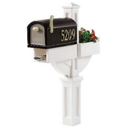 Whitehall Deluxe Mailbox Post - Hudson Mailbox with Plastic Planter, Post and Mailbox