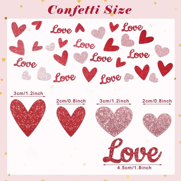 100PCS Glitter Heart Confetti, Romantic Valentine’s Day Decor, Valentines Day Confetti Glitter, Table Confetti Sequins for Party or DIY Decoration