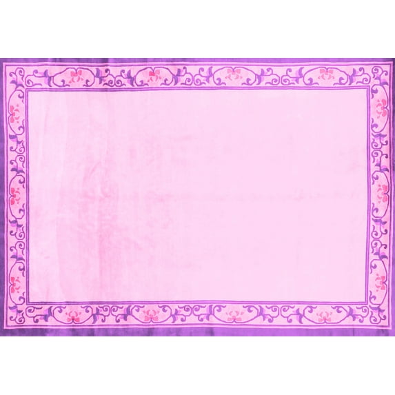 Ahgly Company Indoor Rectangle Solid Pink Modern Area Rugs, 7' x 9'