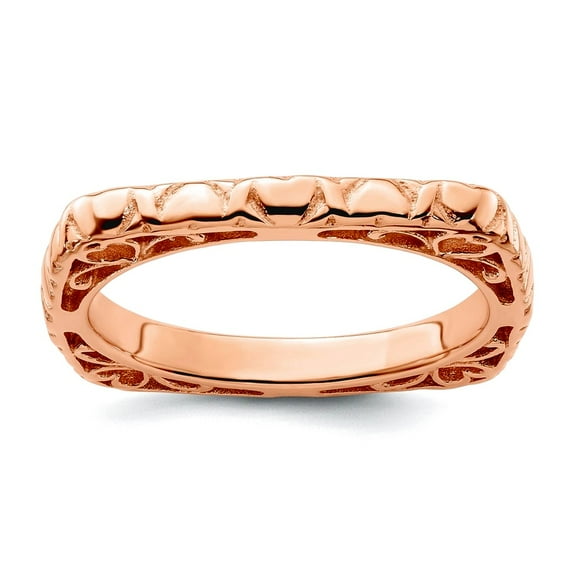 2.25mm 925 Sterling Silver Stackable Polished Pink Plate Square Ring Size 7 Stackable Ring for Women
