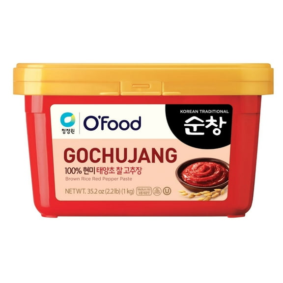 Chung Jung One Hot Pepper Paste Gold (Gochujang), Korean Traditional Sunchang Brown Rice Red Pepper Paste, No Corn Syrup 2.2lb, Medium Hot (1kg)