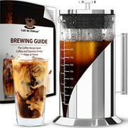 Cafe Du Chateau Cold Brew Coffee Maker, Glass Iced Coffee Pitcher, 34 oz, Stainless Steel