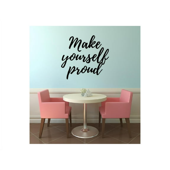 Make Yourself Proud Quote Fitness Workout Success Motivation Quotes Wall Decals Healthy Lifestyle for Girls Boys Gym Home Sports Room Decor Vinyl Wall Art Stickers Decoration Size (6x10 inch)