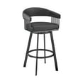 thumbnail image 1 of Armen Living Chelsea 26" Metal/Faux Leather Swivel Counter Stool in Black, 1 of 11