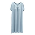 thumbnail image 4 of Diufon Nightgowns for Women Soft Thin Short Sleeve V Neck Pleated Pajamas Dress Casual Home Sleepwear, 4 of 5