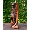thumbnail image 4 of G6 Collection Wooden Handmade Skyrim Dragon Statue Sculpture Handcrafted Gift Art Decorative Home Decor Figurine Accent Decoration Artwork Hand Carved Size: 8" Tall x 7.5" Wide x 3" Deep, 4 of 6