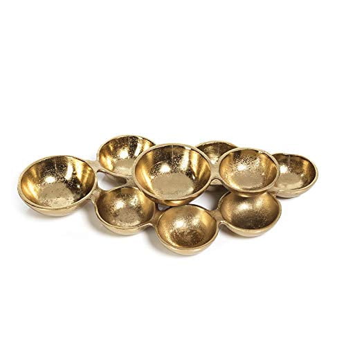 Zodax Grupo De 9 Tazones Redondos Para Servir Base De Níquel, Tamaño Pequeño, 10 X 8 X 2,5 Pulgadas, Dorado