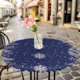 thumbnail image 6 of Navy Blue Snowflake Christmas Round Tablecloth for 36-44 Inch Tables,Fitted Table Cover with Elastic Edge,Rustic Xmas Botanical Waterproof Outdoor Table Cloth Protector for Patio Garden Dinner Picnic, 6 of 9