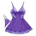 thumbnail image 2 of Ujnder Women's Nightgown Lace Bodysuit with Shapewear Alluring Sheer Purple XXL, 2 of 4