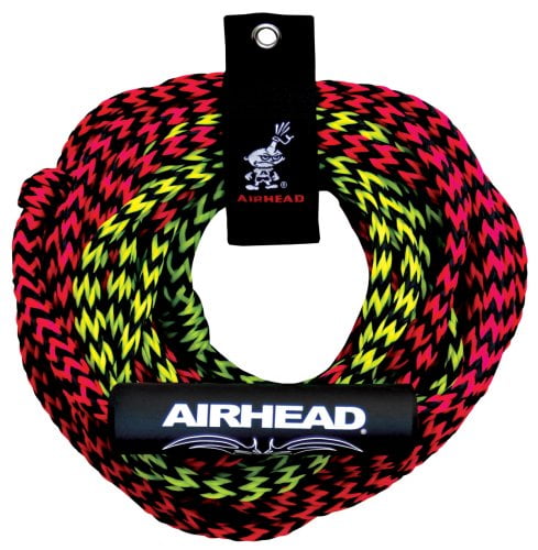 Airhead 2-Section Tow Rope | 1-2 Rider Rope for Towable Tubes, Black, 7/16 inches