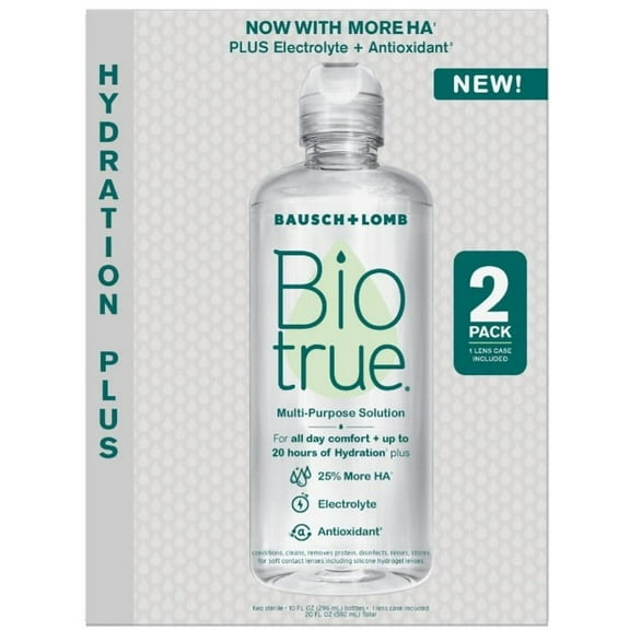 Biotrue Hydration Plus Multi-Purpose Contact Lens Solution, 2x10oz