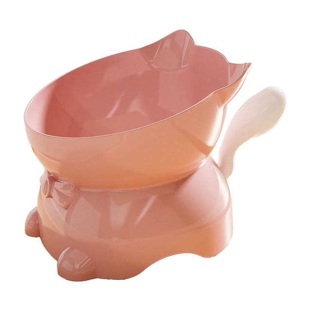 Pink Raised Cat Food Bowl For Pets Large Capacity Eating And Drinking Dish For Cats And Dogs Non-Slip Base Easy To Clean Material 1Pc Weight 0.22 Lb