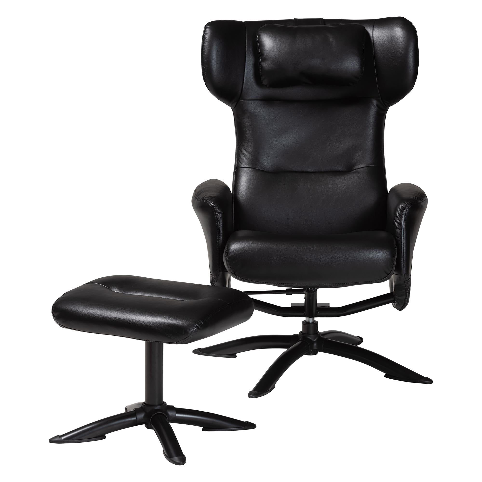 Baxton Studio Elwood Modern Lounge Chair and Footrest Set, 2-Piece, Black
