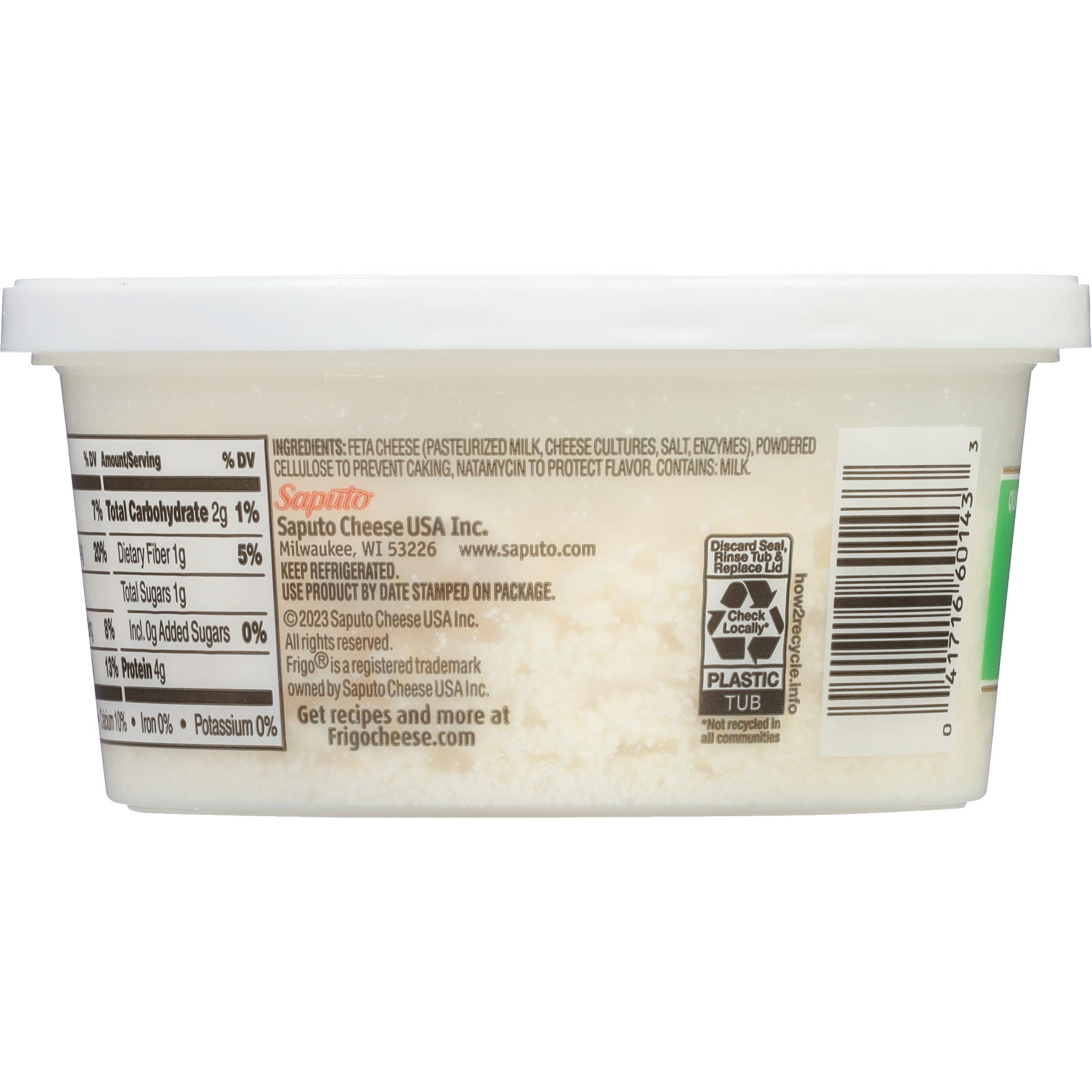 Frigo Crumbled Feta Cheese, 5 oz Refrigerated Plastic Cup