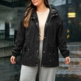 thumbnail image 5 of Womens Outdoor Jacket Waterproof Plus Size Turndown Collar Long Sleeve Solid Color Zipper Winter Fashion Jacket for Casual Cozy Loungewear, 5 of 10