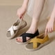 thumbnail image 5 of Sandalias planas de cuero suave para mujer, estilo coreano, de verano, con suela suave y ligera, a la moda, estilo romano, 5 of 6