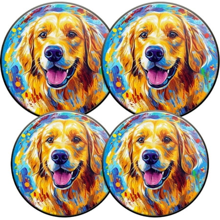 

Electric Stove Burner Covers 4 Pcs Round Gas Burner Cover 8 and 10 Inch golden retriever dog design with swirling colors