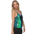thumbnail image 4 of Womens Sequin Spaghetti Strap Crop Camisole Tank Top, Matte or Shiny, 4 of 5