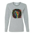 thumbnail image 2 of Wild Bobby The Power of Unity Colorful Fist Puff Print Fashion Womens Graphic Long Sleeve Tee, Heather Grey, XX-Large, 2 of 6