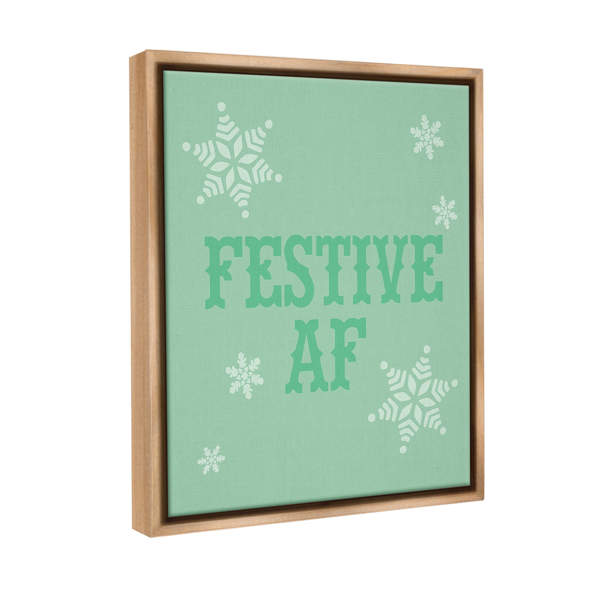 Stupell Industries Funny Festive AF Phrase Holiday Painting Brown Floater Framed Canvas Art Print Wall Art, 25 x 31