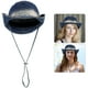 thumbnail image 3 of Sombrero de mezclilla para mujeres y hombres, sombrero de sol de ala ancha, sombrero de vaquero plegable con correa para la barbilla para viajes en la playa y pesca al aire libre, 3 of 3