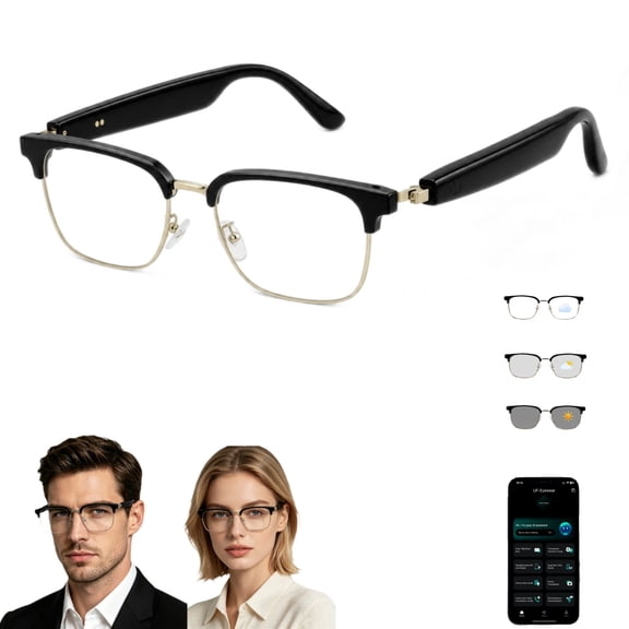 GenXenon Bluetooth AI Smart Glasses with Language Translator,AI Assistant,Voice Recording,Meeting Transcription,Photo Translation and Waterproof Battery Design
