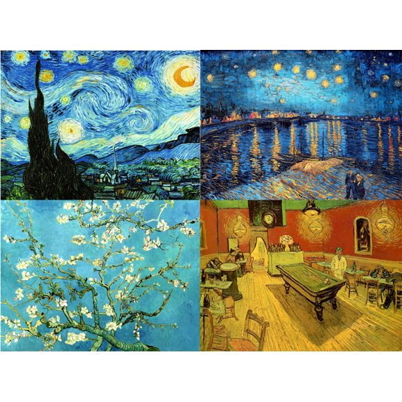 4 Packs Diamond Painting Kits for Adults, Famous Paintings by Van Gogh Full Drill 5D Diamond Painting Art DIY for Home Wall Decor Gift, 12"x16" Canvas, 4PCS