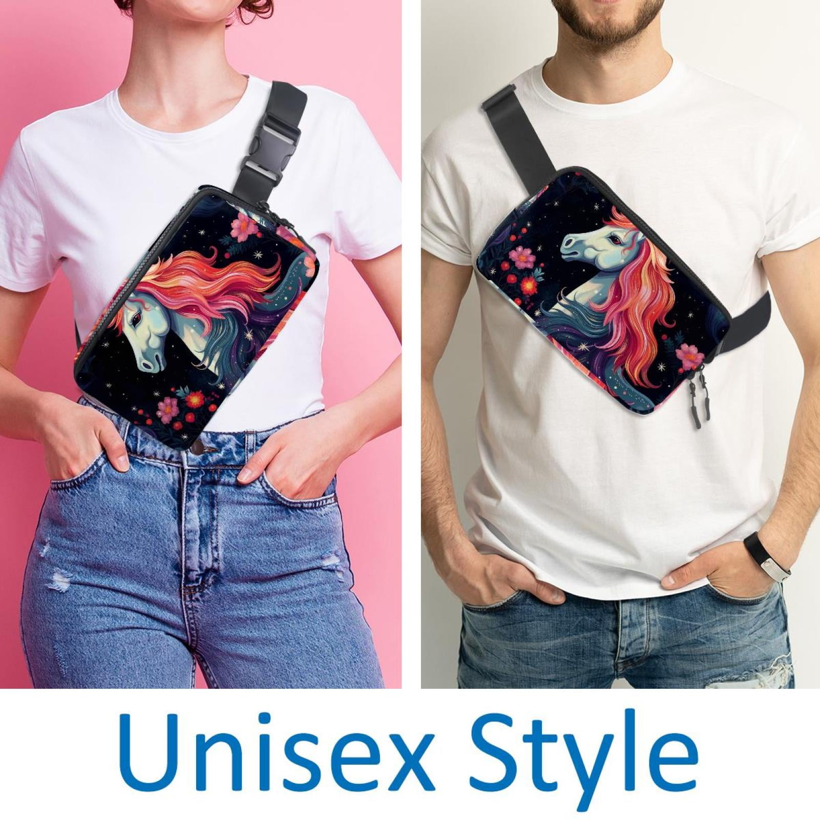 Star Unicorns Lightweight Adjustable Crossbody Bag with Extension Strap - Unisex Fanny Pack, Money Belt, Waist Bag
