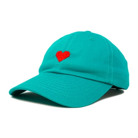 DALIX Pixel Heart Hat Womens Dad Hats Cotton Caps Embroidered Valentines Teal