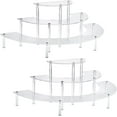 thumbnail image 1 of 2PACKS Acrylic Display Risers, 3 Tier Clear Cupcake Stand Risers, Perfume Stand Organizer, Half Moon Dessert Stand, HENABLE Shelf Risers for Display Stands for Food, Amiibo Funko POP Figure (2half, 1 of 6