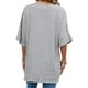 thumbnail image 3 of Gibobby Camiseta de manga corta con cuello en V Camiseta suelta informal con cuello en V para mujer, blusa manga corta con estampado(Gris,G), 3 of 5