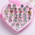 thumbnail image 1 of Kids Diamond Princess Gemstone Ring Jewelry - 36pcs Assorted Colors, 1 of 1