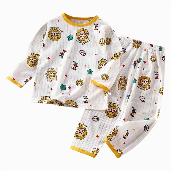 UAYOTSE Newborn Boys Pajamas 2 Piece Pj Set 3M-16T Teen Snug Fit Long Sleeve Top and Pants Cozy Sleepwear ,Sizes 7-8 Years