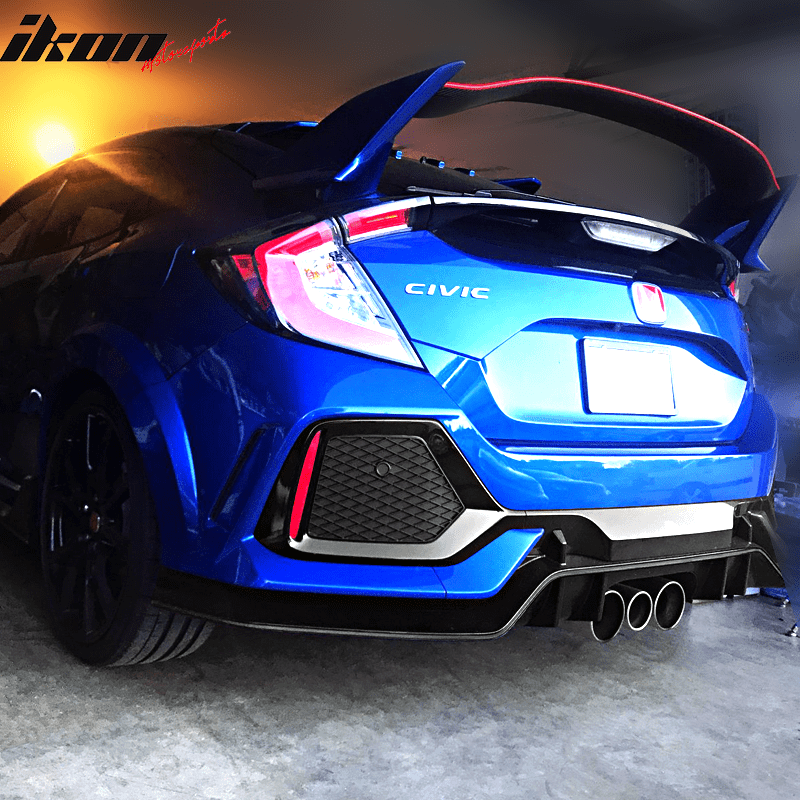 Motorfansclub Rear Bumper Cover Conversion Kit Fit For Compatible With Honda Civic Hatchback Type R 17 18 Black Bumper Hauglegesenter Replacement Parts