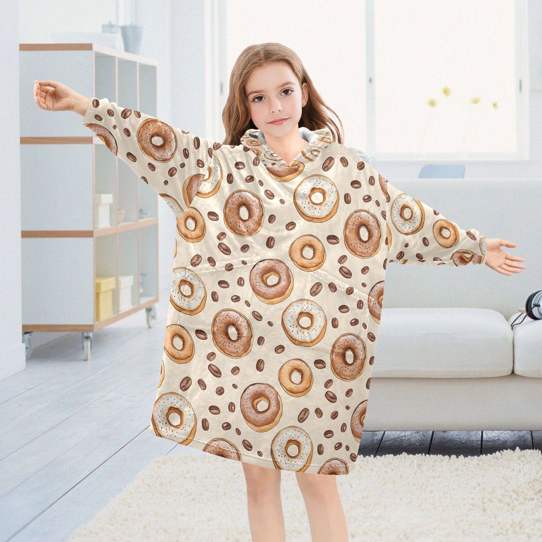 joogoo Blanket Hoodie for Cute Donuts Oversize Sweatshirt 3-14 YR L