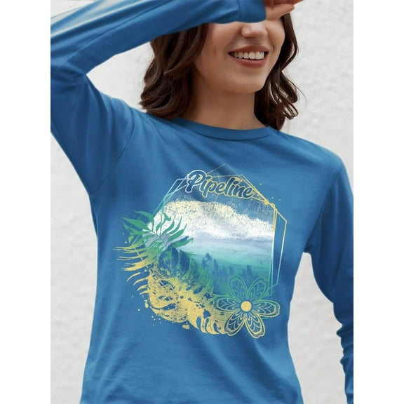 Pipeline Waveflower Beach Scene - Long Sleeve Women's