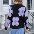 thumbnail image 4 of Levmjia Womens Sweater Casual Long Sleeve Round Neck Floral Print Head Pullover Soft Acrylic Top For Fall Autumn And Winter Daily Wear, 4 of 8