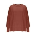 thumbnail image 4 of SuTry Womens Sweaters Long Sleeved Round Neck Knitted Sweater Pullover Solid Color Tops Fall Sweaters for Women(Brown,M), 4 of 7