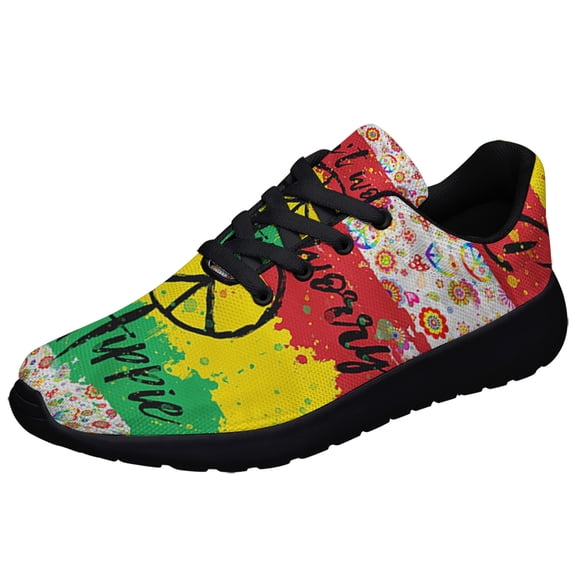 Don T Worry Be Hippie Shoes Sneakers for Women Men Black Size 3.5