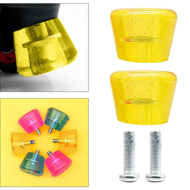 2x Inline Skates Roller Brakes Block Non-Slip Stopper Yellow