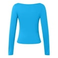 thumbnail image 5 of Women's Sexy Long Sleeve Crop Top Square Neck Basic Slim Fit T Shirt, 5 of 5