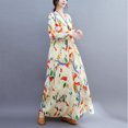 thumbnail image 4 of Vestido suelto de mujer Vintage estampado manga larga cuello redondo cintura alta Casual vestid Abanopi  Vestido, 4 of 7