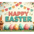 thumbnail image 4 of LUUFILx Easter Backdrop Banner with Bunny Eggs Background Spring Festival Decoration Party Supplies Photography Props Colorful Happy Easter Décor, 4 of 8