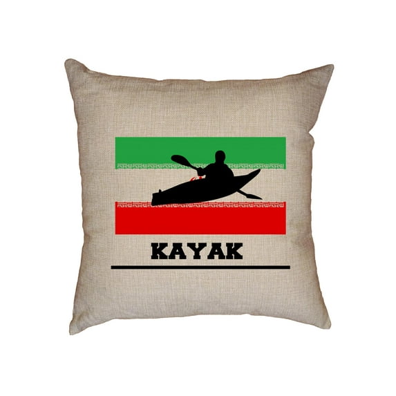 Iran Olympic - Kayak - Flag - Silhouette Decorative Linen Throw Cushion Pillow Case with Insert