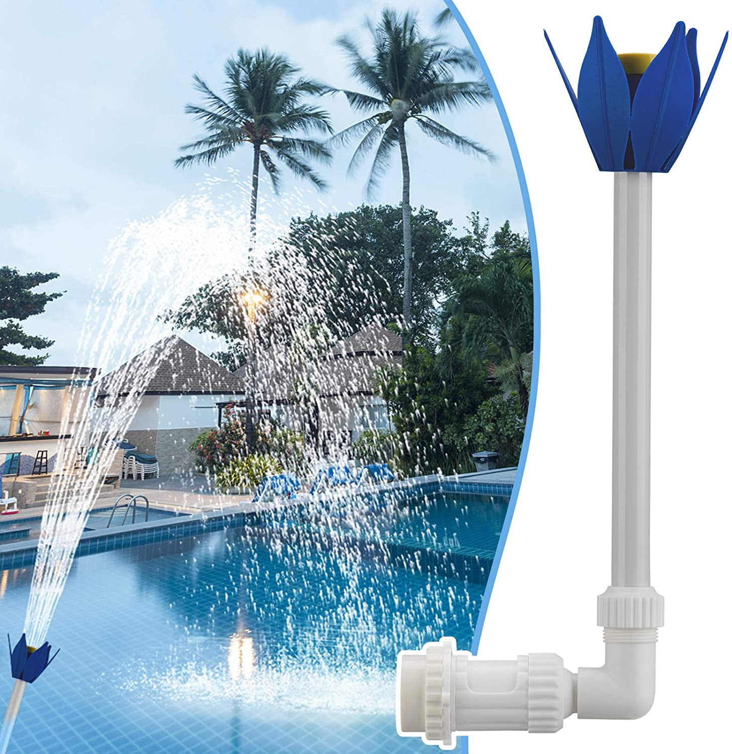 Klleyna Water-Fountain Swimming-Pool Sprinkle Accessories Cooling Spray for Outdoor Garden Pond Power Saving Waterfall Above In-ground Pool High Pressure Pool Jet Fountain Attachment for Pump 
